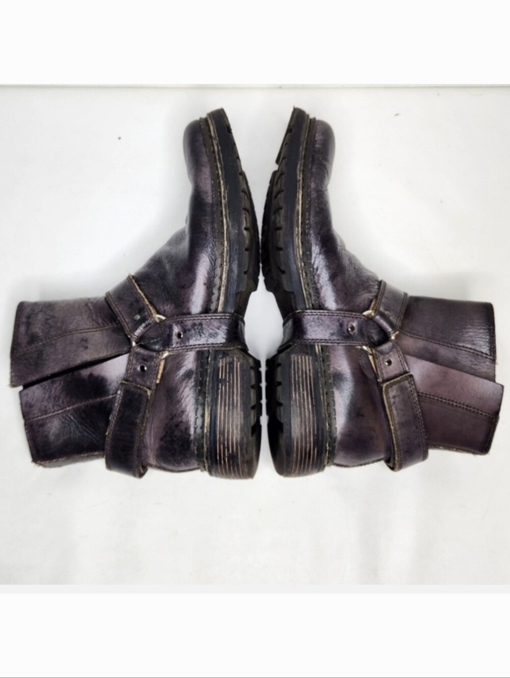 BED STU Harness Boots Mens 11 Ankle Moto Biker Distressed Leather Slip On Goth - Picture 9 of 12